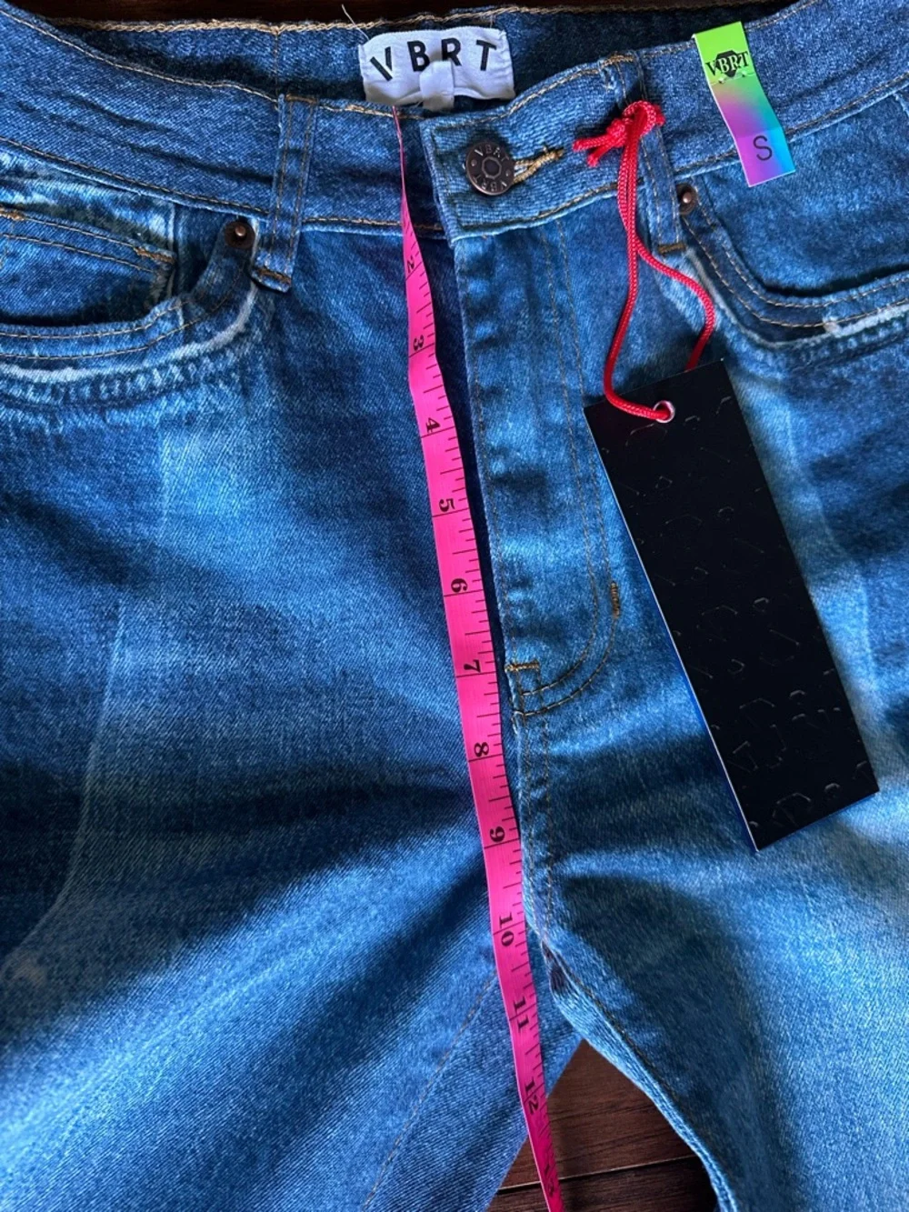 Vibrant VBRT Blue American Flag Wide-Leg Jeans NWT Stars Stripes Western - Picture 8 of 9